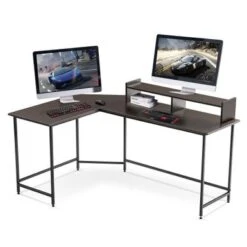 Mcombo L-Shaped Desk Computer Gaming Corner Desk With Large Monitor Stand, Office Writing Workstation With Movable Shelf - Ebony 22 Mcombo L-Shaped Desk Computer Gaming Corner Desk With Large Monitor Stand, Office Writing Workstation With Movable Shelf - Ebony -Felloweis Store 95423308 0299 4f2f b760 8d944a4933a6