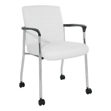 Guest Chair In Faux Leather With Carpet Casters - Black 16 Guest Chair In Faux Leather With Carpet Casters - Black - Image 16