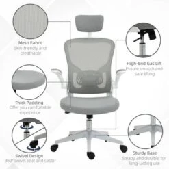 HOMCOM Vinsetto High Back Mesh Chair, Home Office Task Computer Chair With Adjustable Height, Lumbar Back Support, Headrest, And Arms - Black 27 HOMCOM Vinsetto High Back Mesh Chair, Home Office Task Computer Chair With Adjustable Height, Lumbar Back Support, Headrest, And Arms - Black -Felloweis Store 961dc26c 8eec 4cc3 970f 2b85bc088356