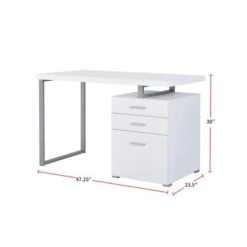 Writing Desk With File Drawer In White - Finish Color: White And Silver 7 Writing Desk With File Drawer In White - Finish Color: White And Silver -Felloweis Store 96345ecf c24d 49ee 9ad4 3df137ac68e2