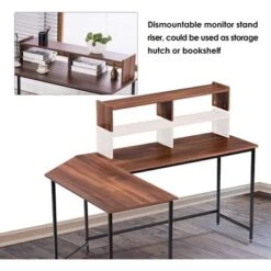 Mcombo L-Shaped Desk Computer Gaming Corner Desk With Large Monitor Stand, Office Writing Workstation With Movable Shelf - Ebony 29 Mcombo L-Shaped Desk Computer Gaming Corner Desk With Large Monitor Stand, Office Writing Workstation With Movable Shelf - Ebony -Felloweis Store 96926235 a2e6 416a 8a3d 663b2fe630bc