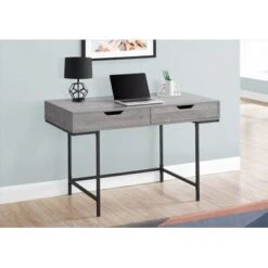 Computer Desk/ Home Office/ Laptop/ Storage Drawers/ 48"L/ Work/ Metal/ Laminate/ Grey/ Black/ Contemporary/ Modern