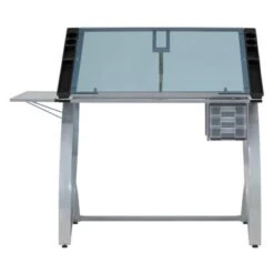 Studio Designs Futura Advanced Silver Metal Drafting Table With Glass Tabletop - Silver -Felloweis Store 98554b85 4f7d 472c 90c7 f44a0a210f36