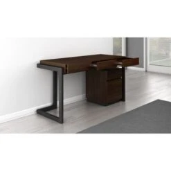 Furnitech Walnut Wood 56-inch Writing Desk With 3 Drawers - Walnut -Felloweis Store 98cfac06 5c01 4962 8145 2fc3515b472d