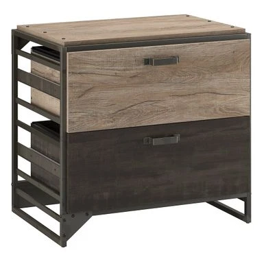 Lateral File Cabinet In Rustic Grey - Grey 3 Lateral File Cabinet In Rustic Grey - Grey - Image 3