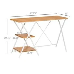 HOMCOM Computer Desk With Shelves, Wood Grain Writing Desk With 2-Tier Storage Shelves Home Office Desk - Brown -Felloweis Store 98ea91ef 47de 4402 a0e4 8e022a2ae9f2