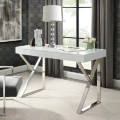Silver Orchid Serra High Gloss Modern Desk - Black-Gold -Felloweis Store 990418db 32f5 485c 826b 653df71ac358