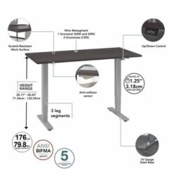 Somerset 60W Electric Height Adjustable Desk By Bush Furniture - Mocha Cherry/Cool Gray Metallic -Felloweis Store 997e0f7e 158e 4df6 8170 04c41fc6cbc7