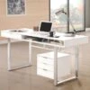 Copper Grove Yuruani Modern Glossy White And Chrome Computer Writing Desk - White