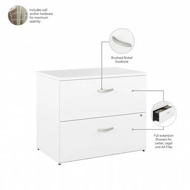 Studio A 2 Drawer Lateral File Cabinet By Bush Business Furniture - White 19 Studio A 2 Drawer Lateral File Cabinet By Bush Business Furniture - White - Image 19