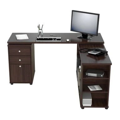 Inval L-shaped Computer Workstation Desk - Espresso 4 Inval L-shaped Computer Workstation Desk - Espresso - Image 4