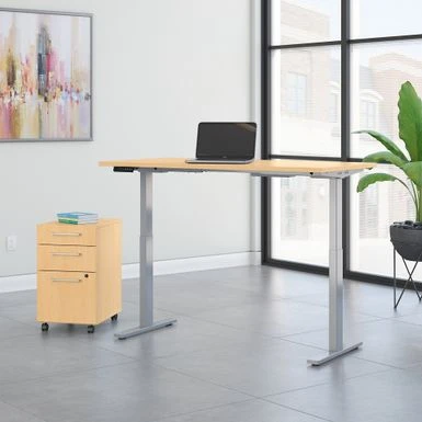 Move 60 Series By 72W Height Adjustable Standing Desk With Storage - Mocha Cherry 2 Move 60 Series By 72W Height Adjustable Standing Desk With Storage - Mocha Cherry - Image 2