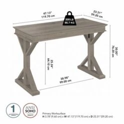 Homestead 48W Writing Desk By Bush Furniture - Driftwood Gray -Felloweis Store 9ce8ef74 ddb2 4af4 9152 0cb30e6c5c91