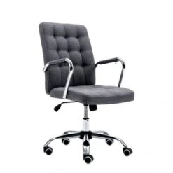 Porthos Home Ocia 360? Swivel Office Chair, Hemp Fabric Upholstery - Grey