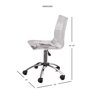 Aerial Adjustable Swivel Office Chair By Greyson Living - Clear / Chrome 4 Aerial Adjustable Swivel Office Chair By Greyson Living - Clear / Chrome - Image 4