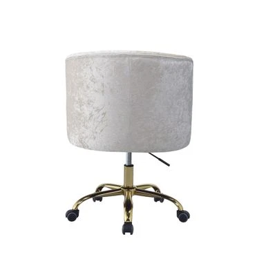 Swivel Velvet Upholstered Office Chair With Adjustable Height And Metal Base, Cream And Gold - Adjustable Height - Low Back - Desk Chairs - Metal - Assembly Required - Cream Pearl/Jet Crystal - Modern & Contemporary 4 Swivel Velvet Upholstered Office Chair With Adjustable Height And Metal Base, Cream And Gold - Adjustable Height - Low Back - Desk Chairs - Metal - Assembly Required - Cream Pearl/Jet Crystal - Modern & Contemporary - Image 4