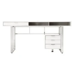 Copper Grove Yuruani Modern Glossy White And Chrome Computer Writing Desk - White -Felloweis Store 9e928c8c 41bf 4a9c 9be2 fb8498883845