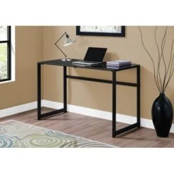 Computer Desk/ Home Office/ Laptop/ 48"L/ Work/ Metal/ Tempered Glass/ Black/ Contemporary/ Modern