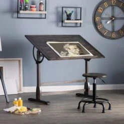 Studio Designs Vintage 42-inch Distressed Black Wood Drafting Table - Distressed - Black