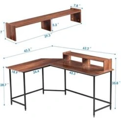 Mcombo L-Shaped Desk Computer Gaming Corner Desk With Large Monitor Stand, Office Writing Workstation With Movable Shelf - Ebony 25 Mcombo L-Shaped Desk Computer Gaming Corner Desk With Large Monitor Stand, Office Writing Workstation With Movable Shelf - Ebony -Felloweis Store 9fa66db9 c8db 458a 81a9 b8b85ec67419
