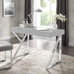 Silver Orchid Serra High Gloss Modern Desk - Black-Gold -Felloweis Store a0d9d699 9b2c 4c74 a795 a21f31c357c3