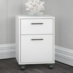 Key West 2 Drawer Mobile File Cabinet By Bush Furniture - Pure White Oak
