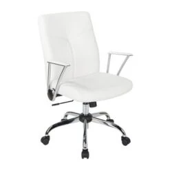 Faux Leather Office Chair With Chrome Base And Built-In Lumbar Support - White 24 Faux Leather Office Chair With Chrome Base And Built-In Lumbar Support - White -Felloweis Store a222fe68 847d 4cc4 91cc 6a67eaae71d7