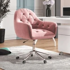 Hernals 32-36 Inch Velvet Contemporary Tufted Adjustable Home Office Chair By Corvus - Grey -Felloweis Store a25dcb32 9309 447c 8920 99f119cfc8df