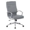 High Back Professional Managers Faux Leather Chair With Chrome Base And Removable Sleeves - Grey/Silver