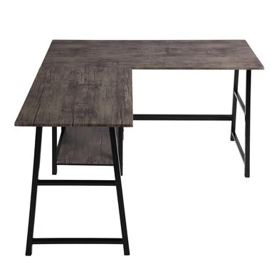 Homy Casa L-shaped Desk Computer Desk With Shelf - Dark Brown 10 Homy Casa L-shaped Desk Computer Desk With Shelf - Dark Brown - Image 10