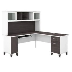 Somerset 71W L Shaped Desk With Hutch - Storm Gray/White 28 Somerset 71W L Shaped Desk With Hutch - Storm Gray/White -Felloweis Store a40441e9 dab0 4b2a bf01 550cf1e6cdaf
