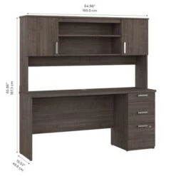 Ridgeley 65W Computer Desk With Hutch By Bestar - Medium Gray Maple -Felloweis Store a4415397 0284 4ccb 88e9 56dc5551b512