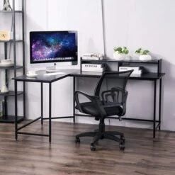 Mcombo L-Shaped Desk Computer Gaming Corner Desk With Large Monitor Stand, Office Writing Workstation With Movable Shelf - Ebony 33 Mcombo L-Shaped Desk Computer Gaming Corner Desk With Large Monitor Stand, Office Writing Workstation With Movable Shelf - Ebony -Felloweis Store a6717d91 ca41 4a8a 970f 32ae2effca48