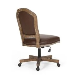 Scilley Upholstered Swivel Office Chair By Christopher Knight Home - Dark Brown + Natural -Felloweis Store a69c17ea be4e 4b5a a3cd 3fc9cd0f4ff8