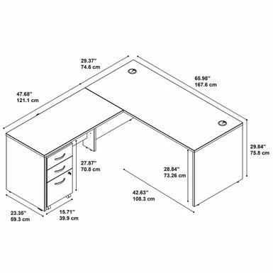 Series C 66W L Shaped Desk With Drawers By Bush Business Furniture - Hansen Cherry/Graphite Gray 7 Series C 66W L Shaped Desk With Drawers By Bush Business Furniture - Hansen Cherry/Graphite Gray - Image 7