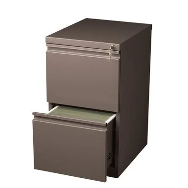 Hirsh 20" D Commercial Mobile Pedestal 2-Drawer File Cabinet, Med Tone - Brown 1 Hirsh 20" D Commercial Mobile Pedestal 2-Drawer File Cabinet, Med Tone - Brown