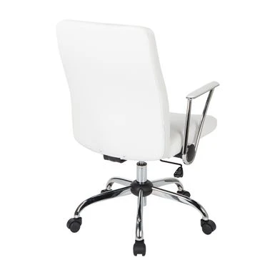 Faux Leather Office Chair With Chrome Base And Built-In Lumbar Support - White 7 Faux Leather Office Chair With Chrome Base And Built-In Lumbar Support - White - Image 7