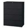 8000 Series 42" Wide 4-Drawer Lateral File Cabinet, Black - Locking - Black - Metal/Steel