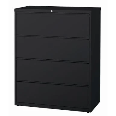 8000 Series 42" Wide 4-Drawer Lateral File Cabinet, Black - Locking - Black - Metal/Steel 1 8000 Series 42" Wide 4-Drawer Lateral File Cabinet, Black - Locking - Black - Metal/Steel
