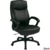 Work Smart Black Eco Leather High-back Contour Executive Chair - Eco Leather Executive Chair, Nylon Base, Black