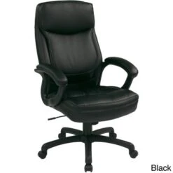 Work Smart Black Eco Leather High-back Contour Executive Chair - Eco Leather Executive Chair, Nylon Base, Black
