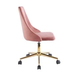 Porthos Home Rae Office Chair, Velvet Upholstery, Gold Chrome Legs - Pink -Felloweis Store ab0b1aeb 0b83 49d4 b62e 99426d0847b3