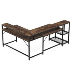 Lee Industrial L-Shaped Desk With Storage Shelves, Corner Computer Desk PC Laptop Study Table Workstation - Grey -Felloweis Store ab241da2 5c0d 43d3 ae77 93e71ccc964a