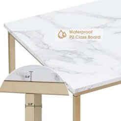 Mcombo Computer Gaming Desk Office Desk With 3-Tier Shelves, White Desk For Small Space, Gaming Desk With CPU Stand, Vanity Desk - Golden White -Felloweis Store abeae242 52e8 4ff5 a6cc 2cf9994e5283