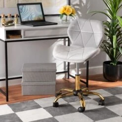 Baxton Studio Savara Contemporary Glam And Luxe Velvet Fabric And Gold Metal Swivel Office Chair - Grey, Gold -Felloweis Store abf4a483 27bc 414f bf5e 9e6d9a849607