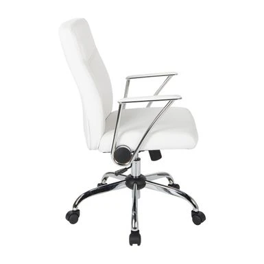 Faux Leather Office Chair With Chrome Base And Built-In Lumbar Support - White 6 Faux Leather Office Chair With Chrome Base And Built-In Lumbar Support - White - Image 6