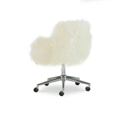 Ferdon Faux Fur Office Chair White 1 Ferdon Faux Fur Office Chair White