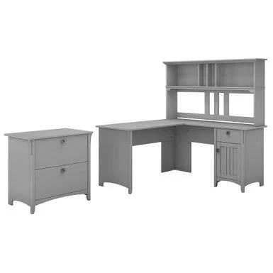 The Gray Barn Lowbridge Cape Cod Grey L-shaped Desk With Hutch And Lateral File Cabinet 3 The Gray Barn Lowbridge Cape Cod Grey L-shaped Desk With Hutch And Lateral File Cabinet - Image 3