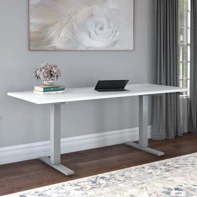 Cabot 72W Electric Height Adjustable Standing Desk By Bush Furniture - White/Cool Gray Metallic 1 Cabot 72W Electric Height Adjustable Standing Desk By Bush Furniture - White/Cool Gray Metallic