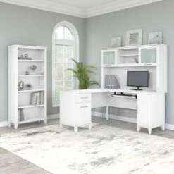 Somerset 60W L Shaped Desk With Hutch And 5 Shelf Bookcase In Ash Gray - Platinum Gray 28 Somerset 60W L Shaped Desk With Hutch And 5 Shelf Bookcase In Ash Gray - Platinum Gray -Felloweis Store ae003fbb ea13 480b 845d bcaa69988c2e